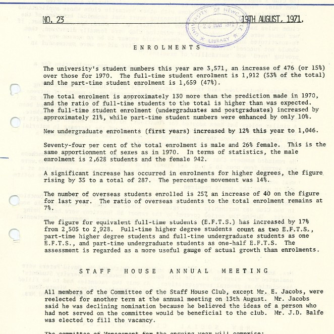 University News, The University of Newcastle, No. 23, 19 August 1971