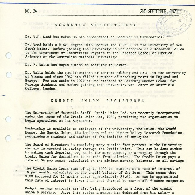 University News, The University of Newcastle, No. 24, 2 September 1971