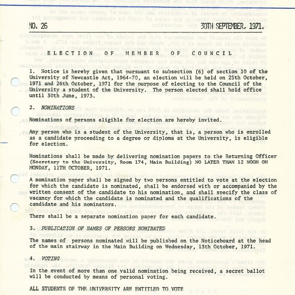 University News, The University of Newcastle, No. 26, 30 September 1971