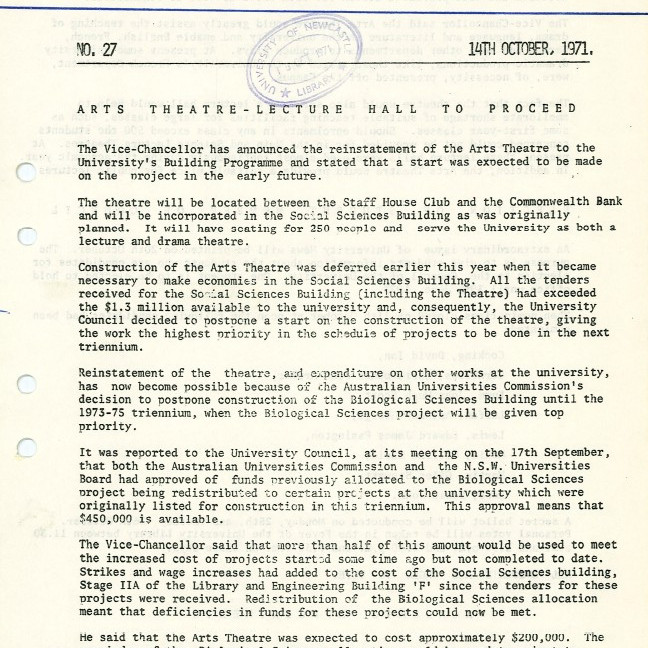 University News, The University of Newcastle, No. 27, 14 October 1971