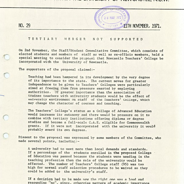 University News, The University of Newcastle, No. 29, 11 November 1971