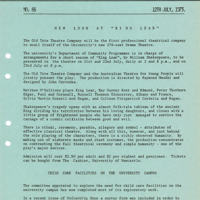 University News, The University of Newcastle, No. 66, 12 July 1973