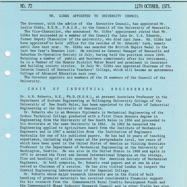 University News, The University of Newcastle, No. 72, 11 October 1973