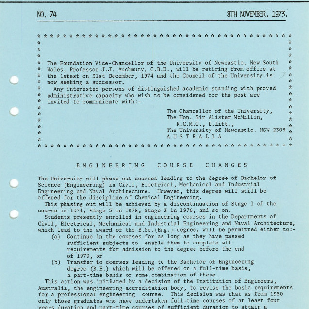University News, The University of Newcastle, No. 74, 8 November 1973