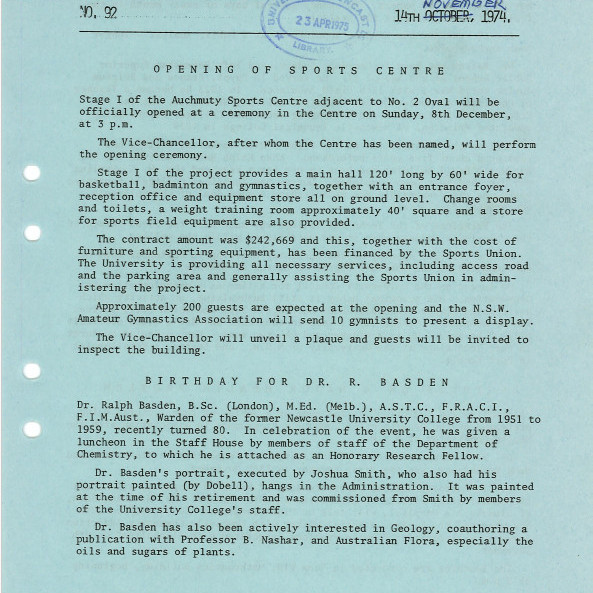 University News, The University of Newcastle, No. 92, 14 November 1974