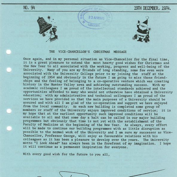 University News, The University of Newcastle, No. 94, 19 December 1974