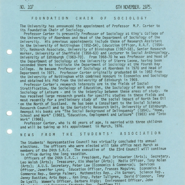 University News, The University of Newcastle, No. 107, 06 November 1975