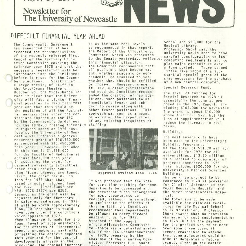 The University News, Vol. 3, No. 18, November 3, 1977