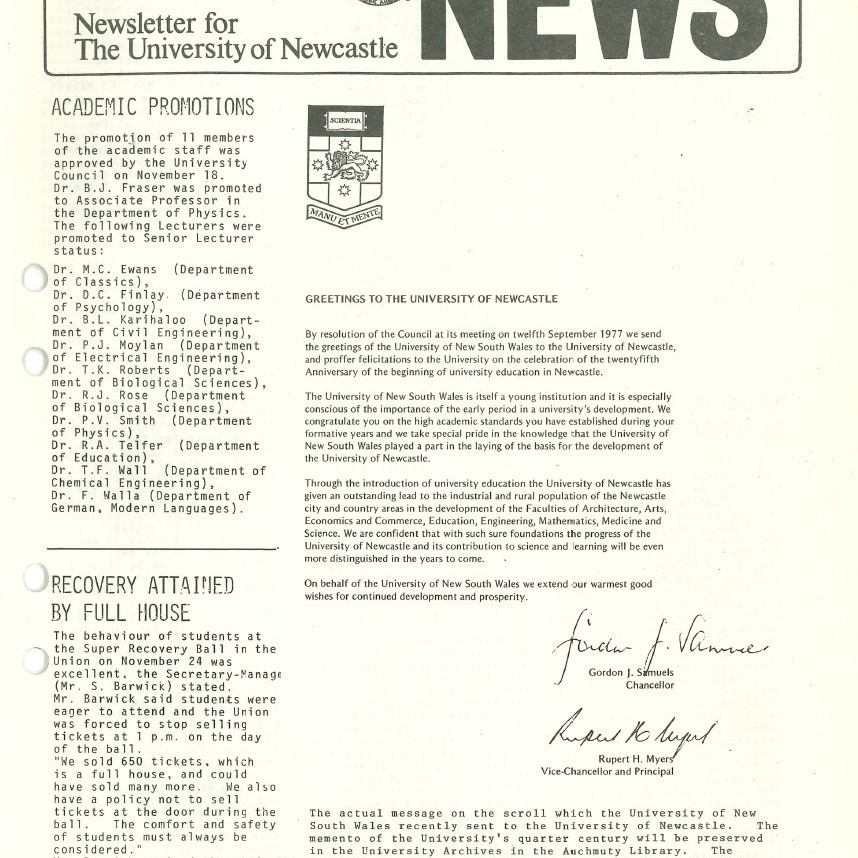 The University News, Vol. 3, No. 20, December 1, 1977