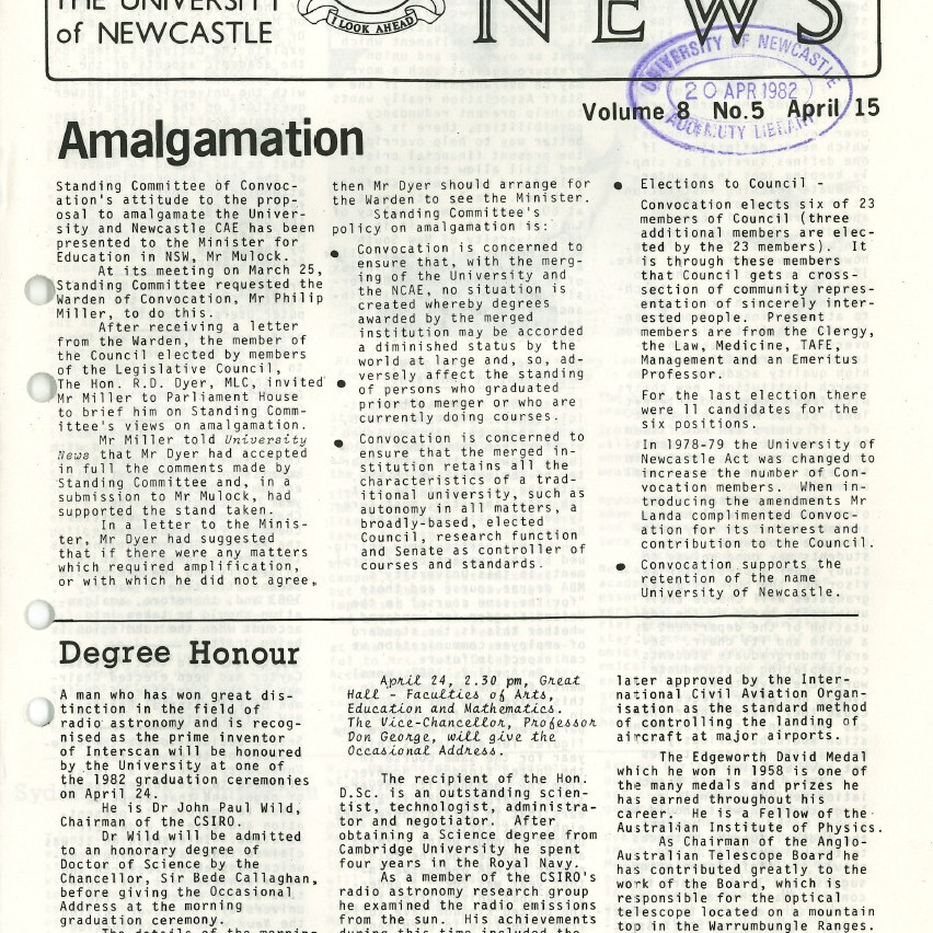 The University News, Vol. 8, No. 5, April 15, 1982