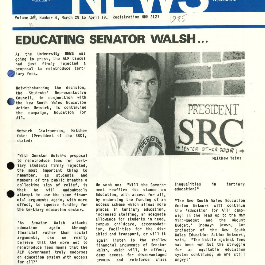 The University News, Vol. 11, No. 4, March 29 - April 19, 1985