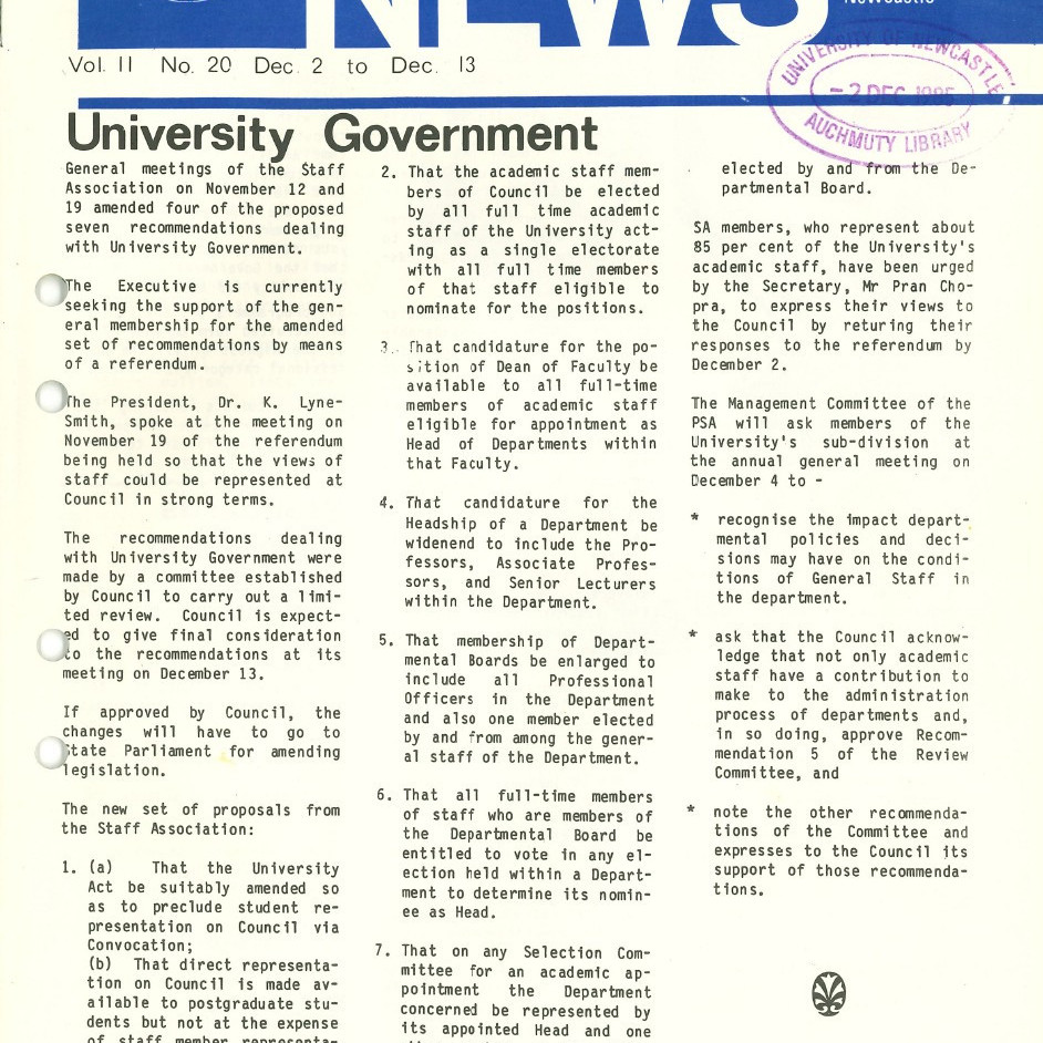 The University News, Vol. 11, No. 20, December 2-13, 1985