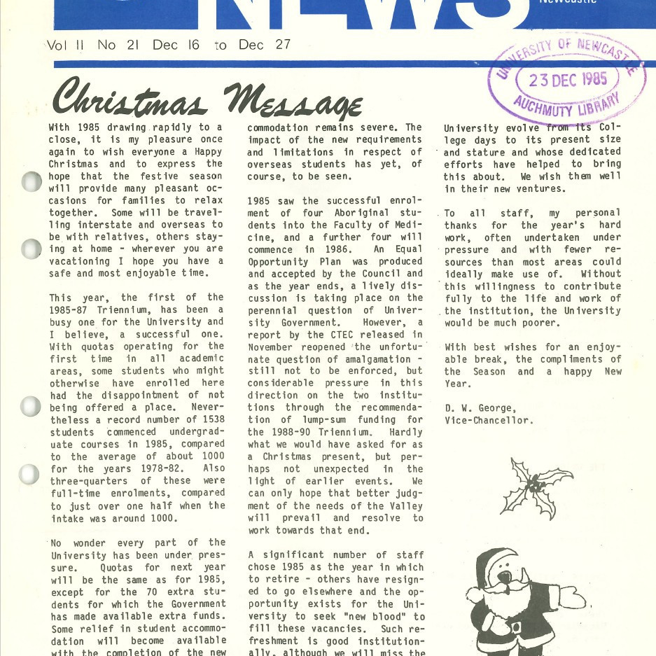 The University News, Vol. 11, No. 21, December 16-27, 1985