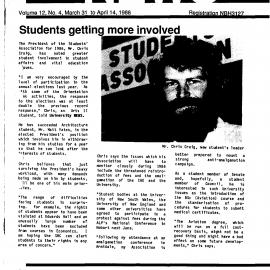 The University News, Vol. 12, No. 4, March 31 - April 14, 1986