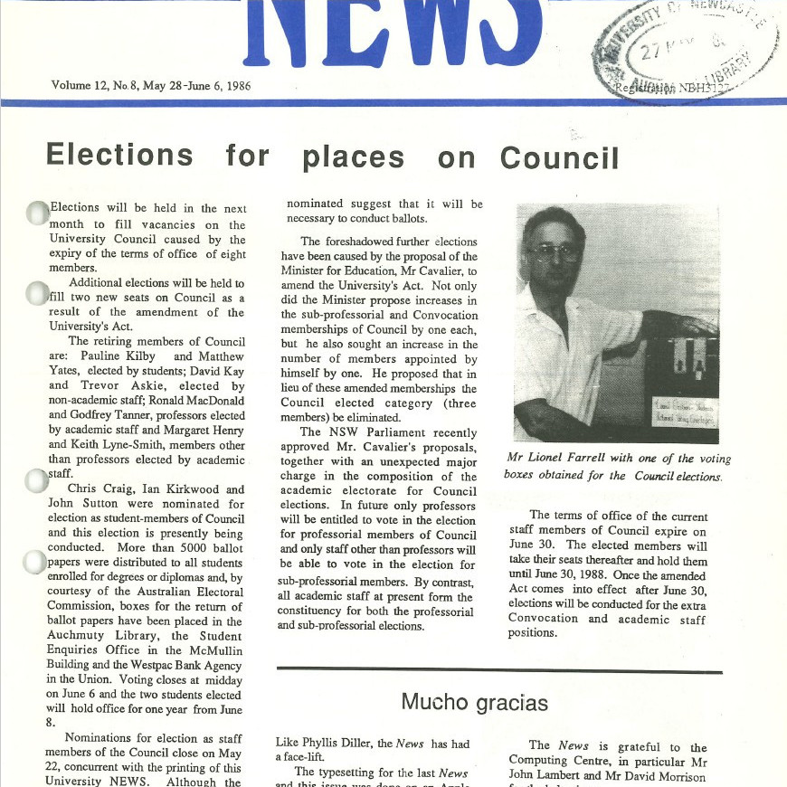 The University News, Vol. 12, No. 8, May 28 - June 6, 1986