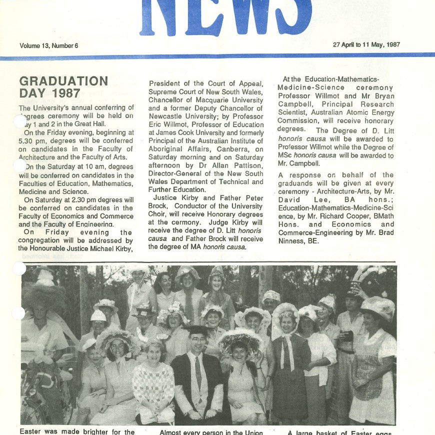 The University News, Vol. 13, No. 6, April 27 - May 11, 1987