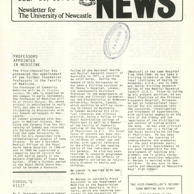 University News, The University of Newcastle, Vol. 2, No. 11, 15 July 1976