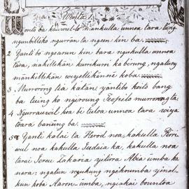 First page of the Gospel of St Luke, translated into the Awabakal language by Lancelot Edward Threlkeld