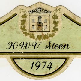 Ko-Operative Wijnbouwers Vereniging Steen wine neck label for a bottle of Steen, also known as chenin blanc (1974)