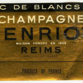 Henriot wine label for a bottle of blanc de blancs brut [n.d.]