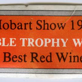 Hobart show wine label from an unidentified winery (1976)