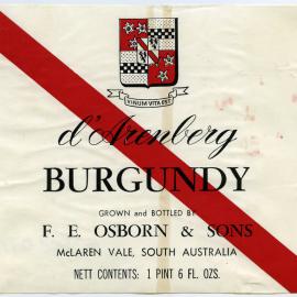 d'Arenberg label for a bottle of Burgundy [n.d.]