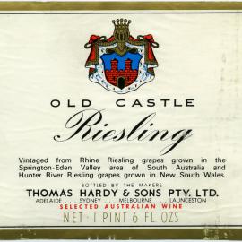 Hardy's wine label for a bottle of Old Castle Riesling [n.d.]
