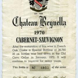 Chateau Reynella wine label for a bottle of Cabernet-Sauvignon (1970)