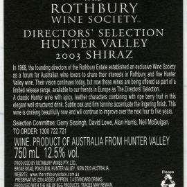 Rothbury Wine Society back (2003)