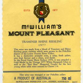 McWilliam's Mount Pleasant Label (1977)