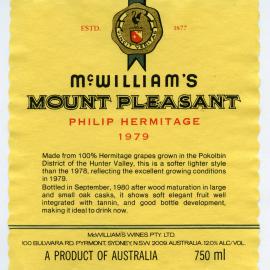 McWilliam's Mount Pleasant Label (1979)