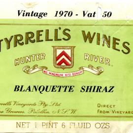 Tyrrell's Wines, Blanquette Shiraz (1970)