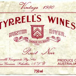 Tyrrell's Wine, Hunter River Pinot Noir (1980)