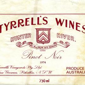 Tyrrell's Wine, Hunter River Pinot Noir (1974)
