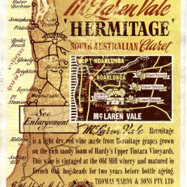 Hardy's wine label for a bottle of 'Hermitage' Claret [n.d.]
