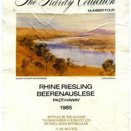 Hardy's wine label for a bottle of  Rhine Riesling Beerenauslese (1985)