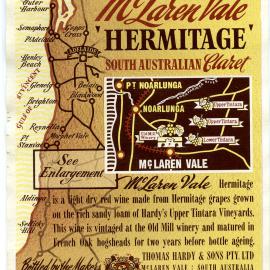 Hardy's wine label for a bottle of 'Hermitage' Claret [n.d.]