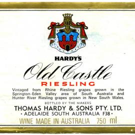 Hardy's wine label for a bottle of Old Castle Riesling [n.d.]