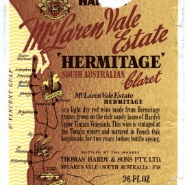 Hardy's wine label for a bottle of 'Hermitage' Claret [n.d.]