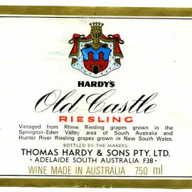 Hardy's wine label for a bottle of Old Castle Riesling [n.d.]