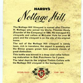Hardy's wine label from Nottage Hill Vineyard [n.d.]