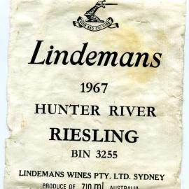 Lindemans Hunter River Riesling Label (1967)