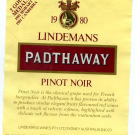 Lindeman's Padthaway Pinot Noir Label (1980)