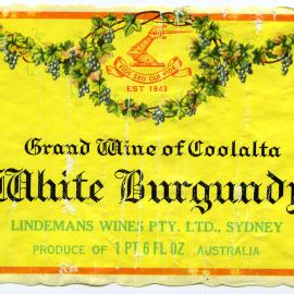 Lindemans Grand wine of Coolalta White Burgundy Label [n.d.]