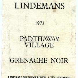 Lindemans Padthaway Village Grenache Noir Label (1973)