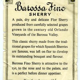 Barossa Fino Sherry [n.d.]