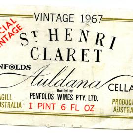 Penfolds St Henri Claret Label (1967)