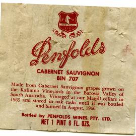 Penfolds Cabernet Sauvignon Label (1965)