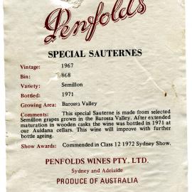 Penfolds Special Sauternes Label (1971)