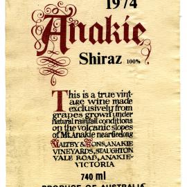 Anakie Shiraz Label (1974)